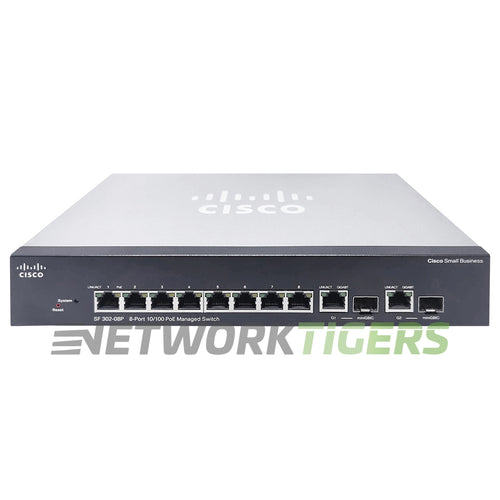 Cisco SF302-08P 300 Series SRW208P-K9-NA 8 Port PoE Switch - NO POWER ADAPTER