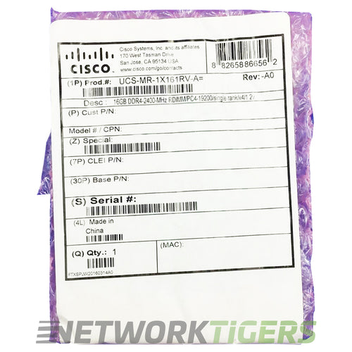 NEW Cisco UCS-MR-1X161RV-A UCS 16GB DDR4 SDRAM - RDIMM Single Rank Server Memory