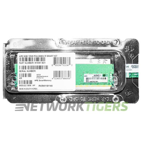 NEW HPE 815097-B21 DDR4-2666 CAS-19-19-19 Smart 8GB Single Rank x8 Server Memory