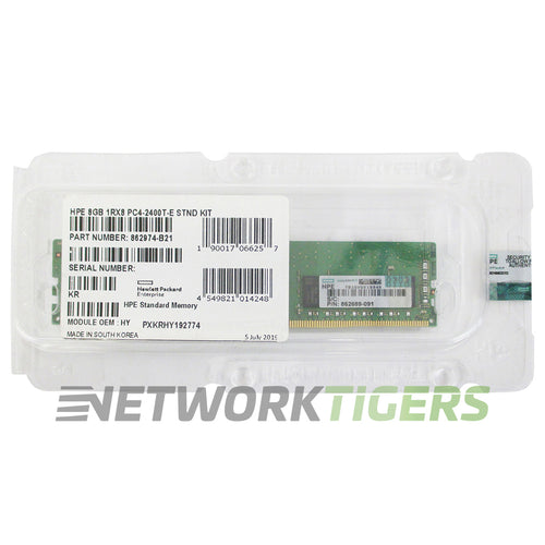 NEW HPE 862974-B21 DDR4-2400 CAS-17-17-17 Unbuffered 8GB Single Rank x8 Memory